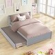 preview thumbnail 1 of 7, Full Size Wooden Platform Bed with Headboard and Under-Bed Trundle, Sturdy Pine Construction