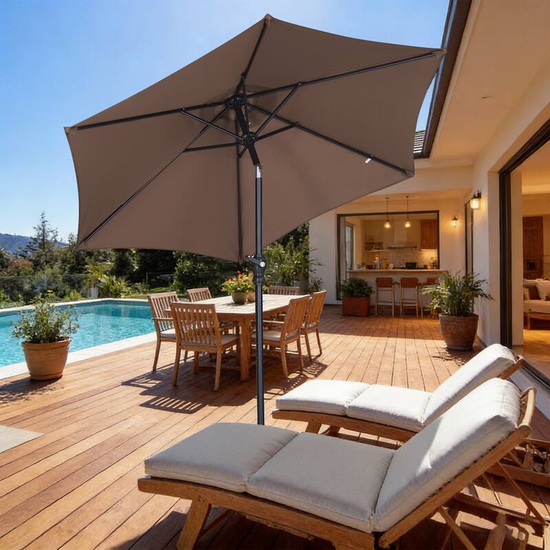7.5ft Patio Umbrella Push Button Tilt Outdoor Market Umbrella Without Base - Brown