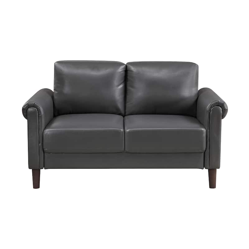 Fremont & Park Frances 57" Faux Leather Living Room Loveseat - Brown Finish Feet