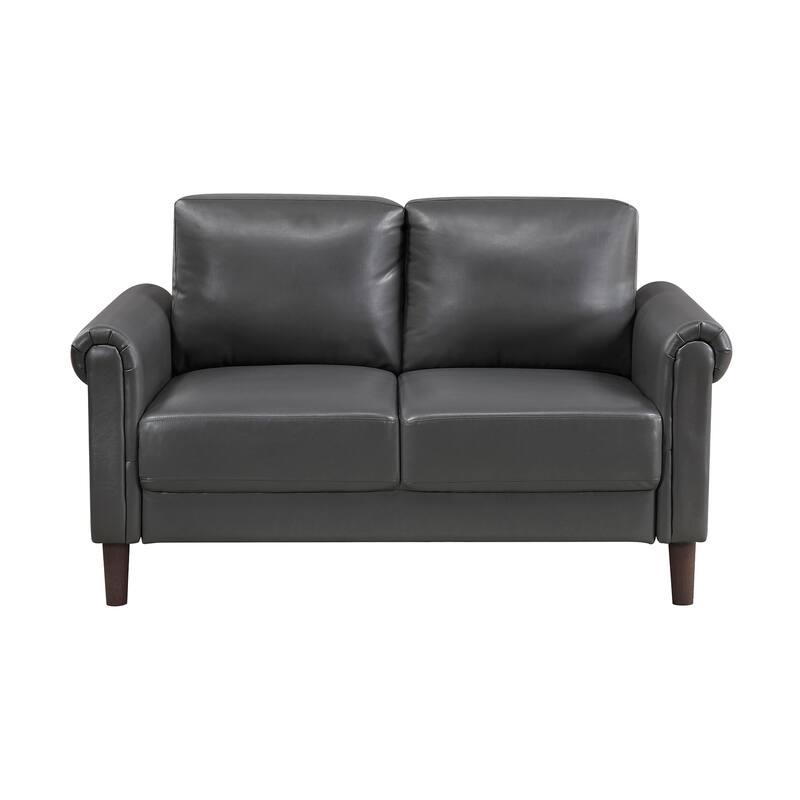 Fremont & Park Frances Faux Leather 2-Piece Living Room Set - Brown Finish Feet