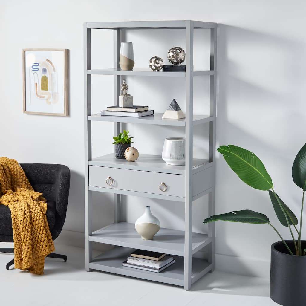 SAFAVIEH Johni 1-Drawer 5-Shelf Etagere Bookcase. - 32"W x 18"D x 70"H