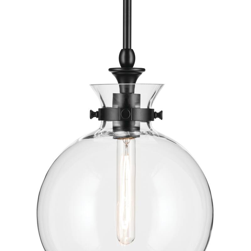 Kichler Lighting Laria 10.25 Inch 1 Light Pendant with Clear Glass in Black