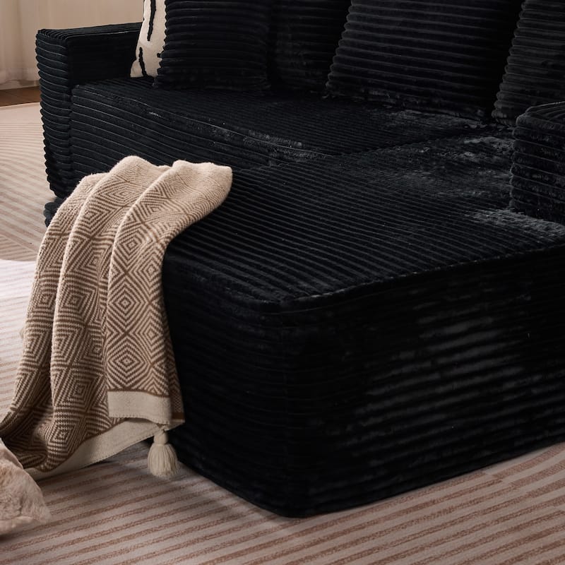 XIZZI Modern Plush Sectional Chaise Couch with Bean Bag Chair