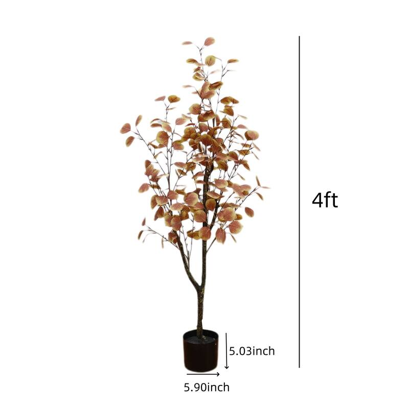 Artificial Eucalyptus Tree, Realistic Fall Eucalyptus Leaves Stems Autumn Fall Leaves Faux Tree Decorations