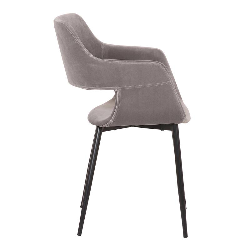 Mid-Century Accent Chair - Grey Dining Room Chair with Open Back Design - Modern Fabric Chair for Home Office