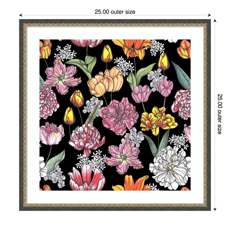 Tulips in Bloom by Cecilia Battaini Wood Framed Wall Art Print - Bronze - 25 x 25 in
