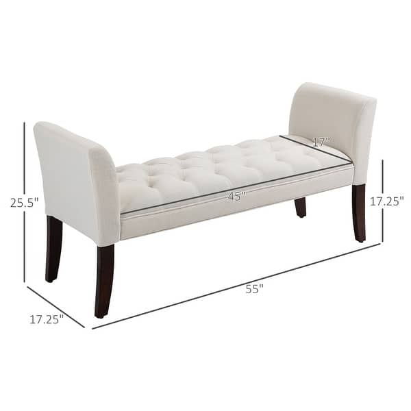 dimension image slide 1 of 8, HOMCOM End of Bed Bench with Button Tufted Design, Upholstered Bench
