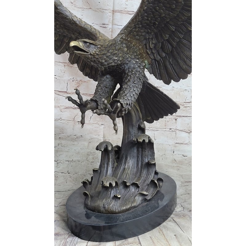 Bronze Metal Eagle Statue Sculpture Garden Yard Original Casting 26 Inches X 31 Inches