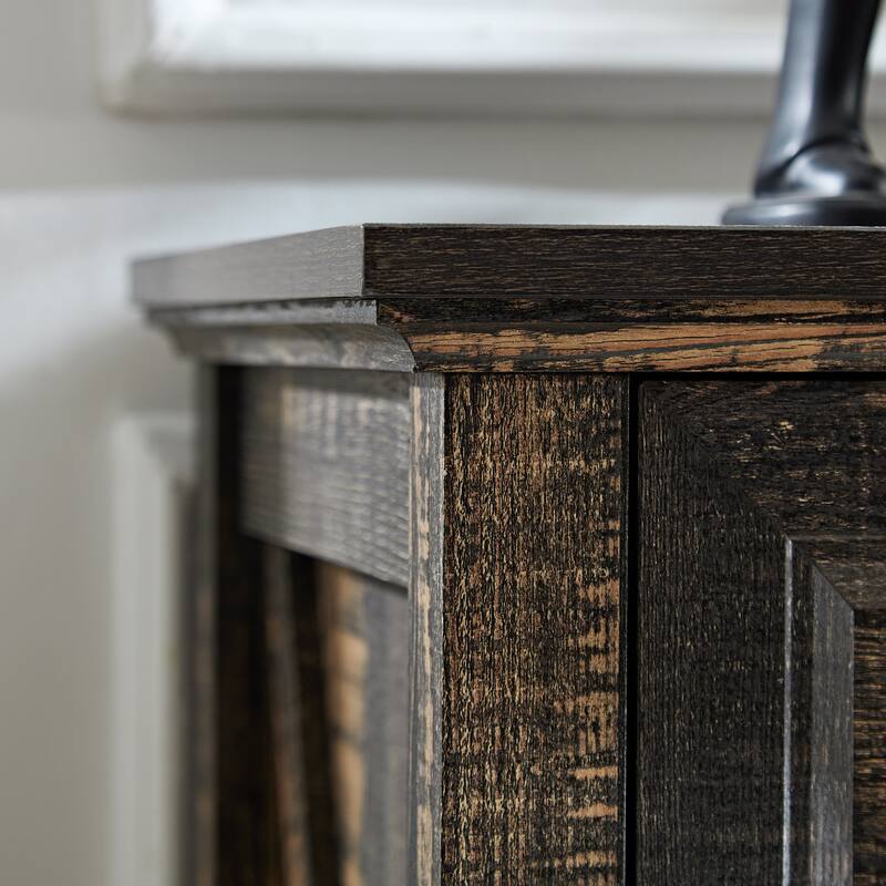 Farmhouse Style 7-Drawer Horizontal Dresser with Rustic Wood Wide Finish and Metal Ring Handle