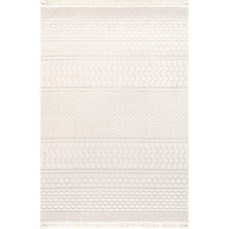 Brooklyn Rug Co Freya Moroccan Banded High/Low Tasseled Area Rug Bed