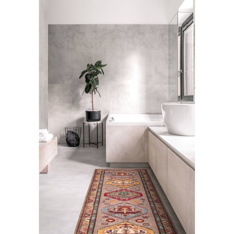 ECARPETGALLERY Hand-knotted Uzbek Ghazni Taupe Wool Rug - 2'9 x 9'8