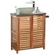 preview thumbnail 5 of 5, Wall-Mounted Sink Floor Cabinet Elements Acacia - Gray Wood 2 Louvered Doors