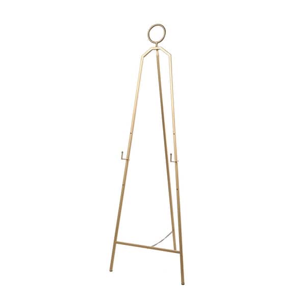 slide 2 of 10, Metal Tall Adjustable Minimalistic Tabletop Display 3 Tier Easel with Circular Ring Top - Gold - Roche River Decor
