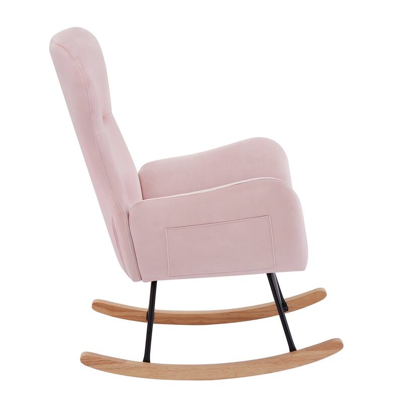 Grey velvet rocking chair for Living Room and Bedroom