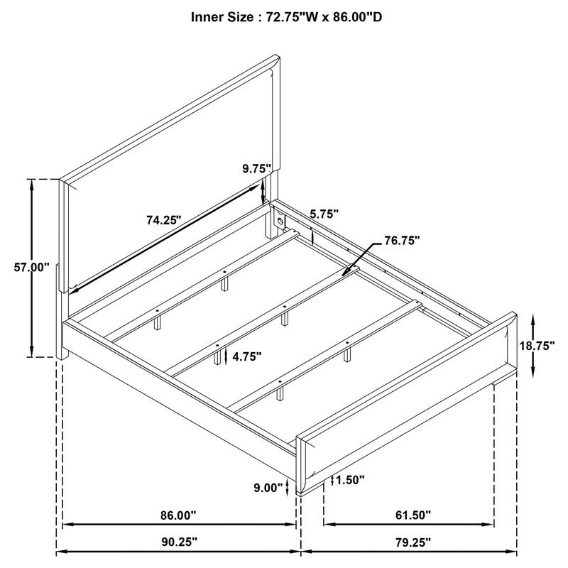 Gracemont 57-inch Panel Bed Grey and White