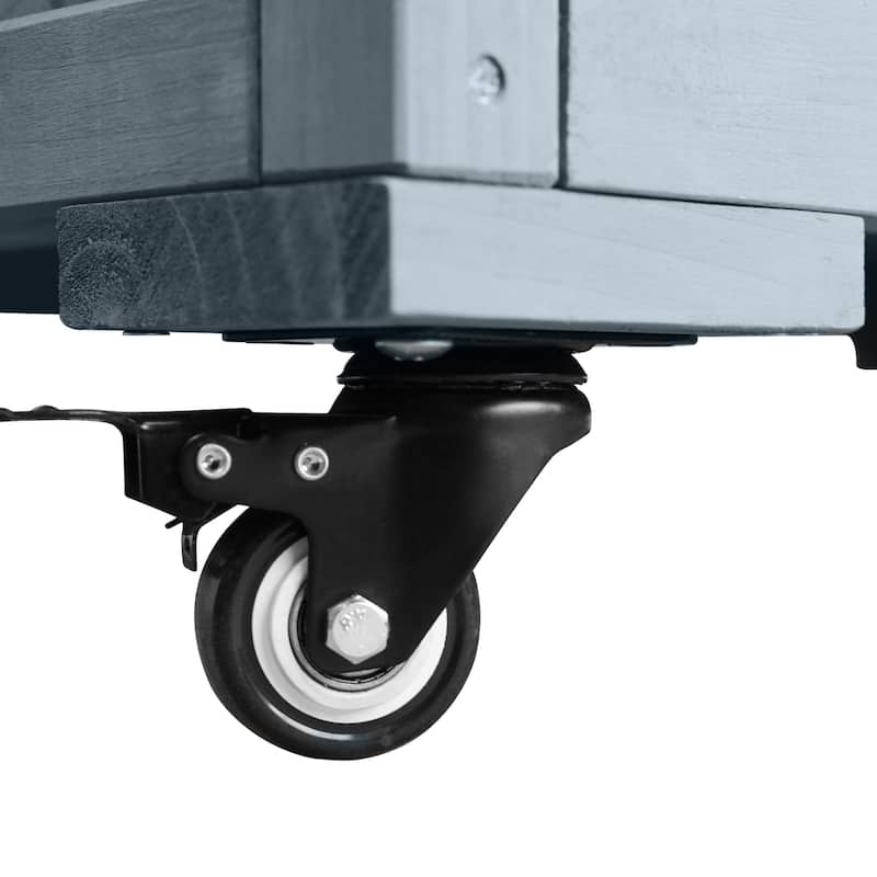 80.5" Solid Wood Outdoor Kitchen Island with Stainless Steel Top, Grill Cart Compatible with Big Green Egg & Blackstone