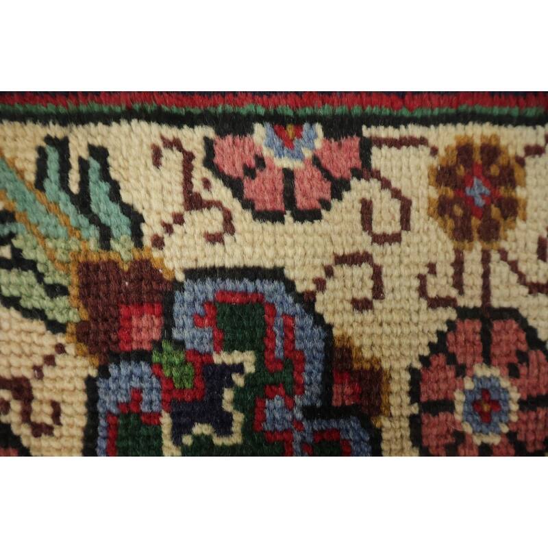 Hand Knotted Oriental 100% Wool Carpet Traditional Geometric Red Tabriz Area Rug - 4' 9'' X 3' 2''