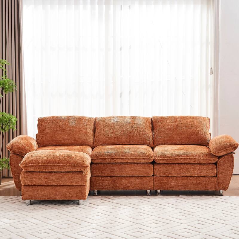 Modern Upholstered Polyester Sleeper Sofa with Ottoman