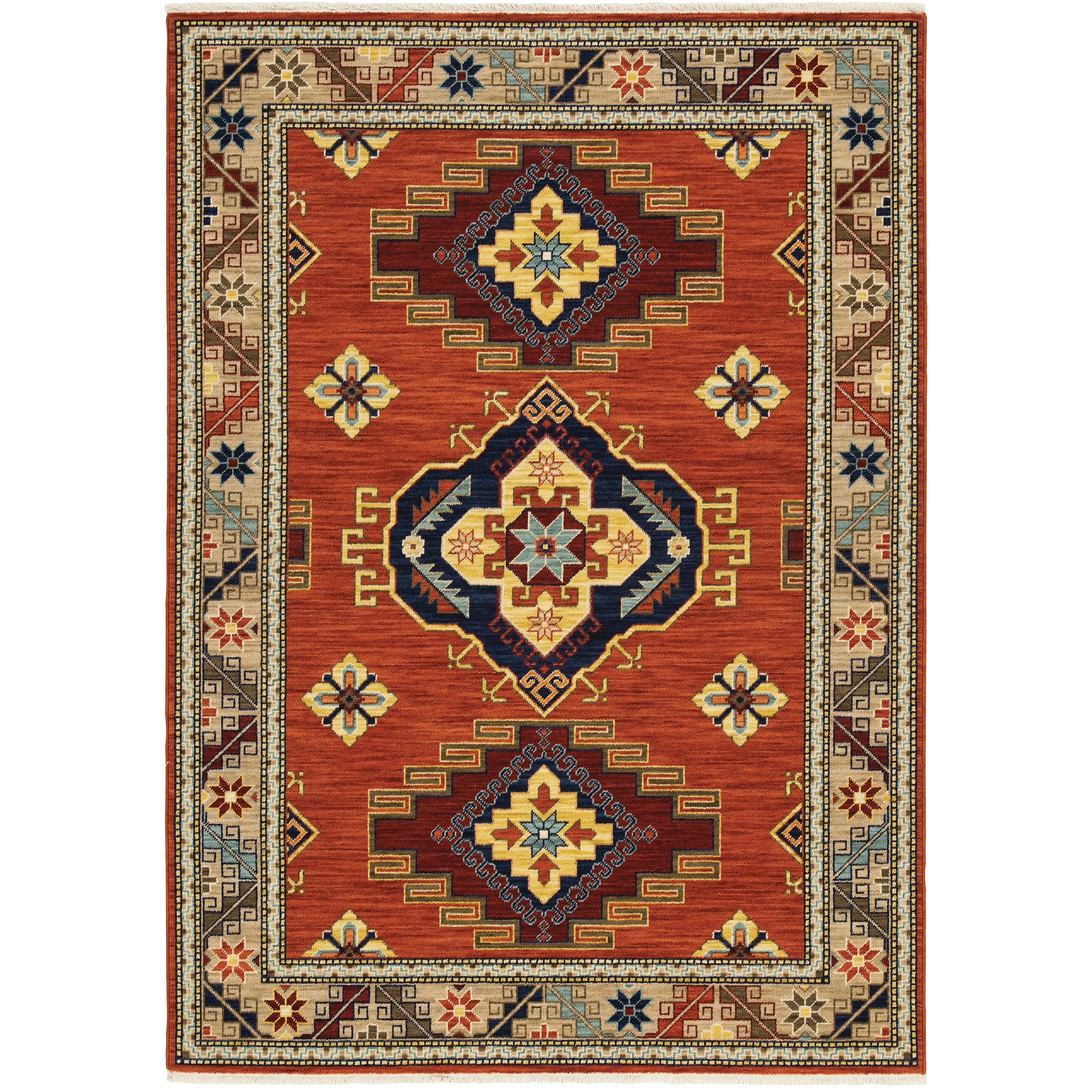 Style Haven Leander Tribal Medallion Fringed Wool Blend Area Rug