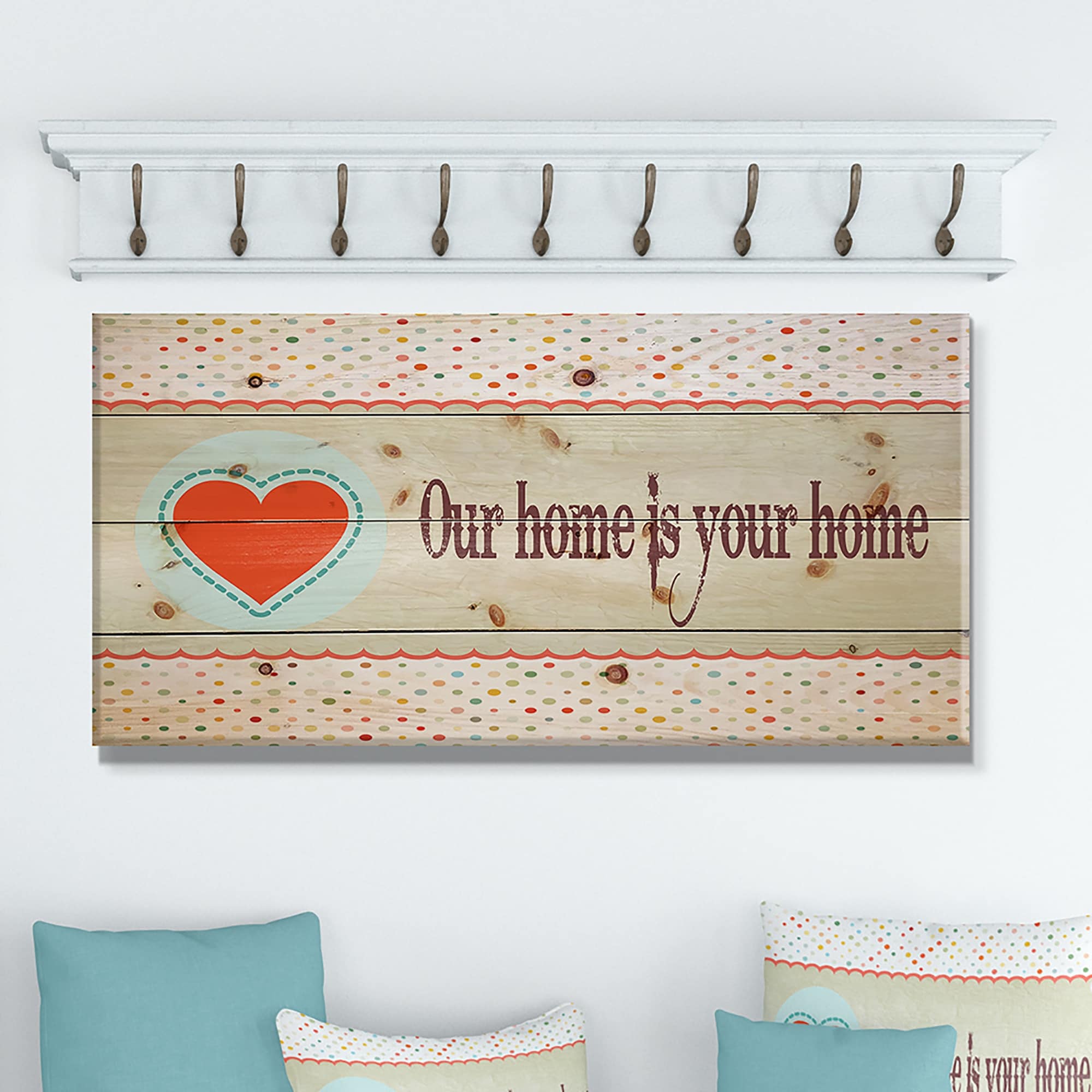 Designart 'Our home is your home. Vintage Heart' Textual  Small-image