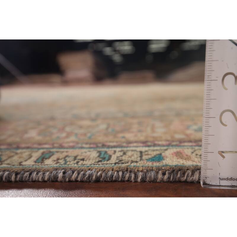 Light Brown Tabriz Persian Vintage Area Rug Handmade Wool Carpet - 6'7"x 9'7"