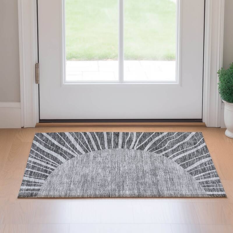 Premium Washable Super Soft Contemporary Rays Mayfield Rug - Charcoal - 1' 8" x 2' 6" - Rectangle