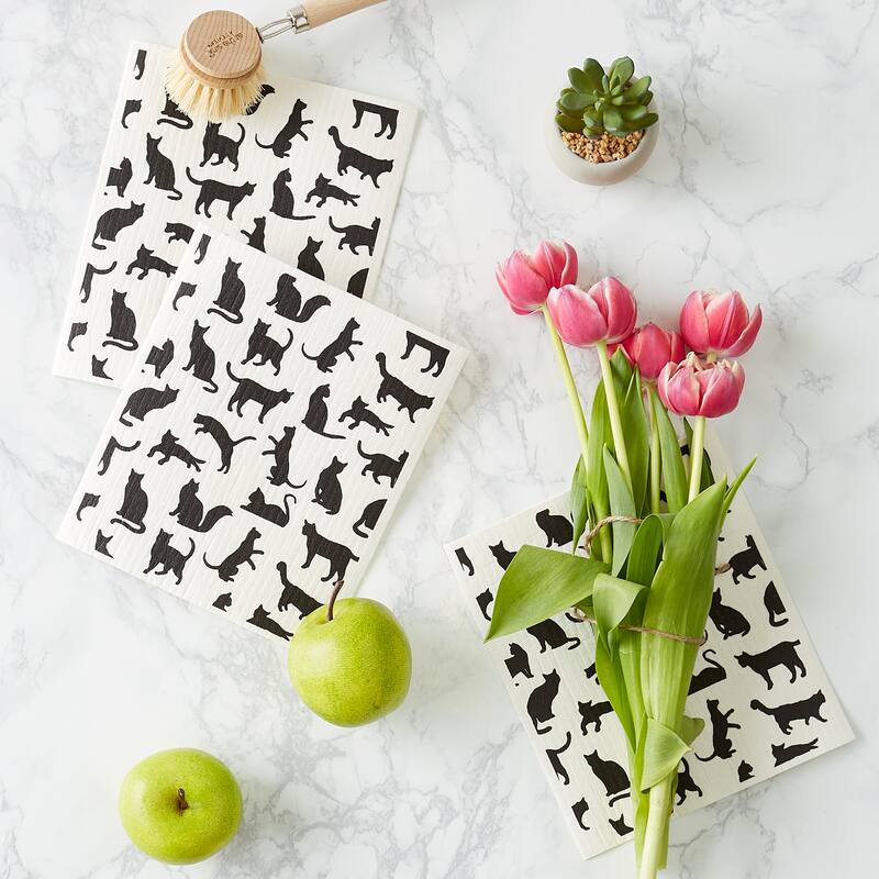 DII Black & White Swedish Dishcloth, 3 Piece