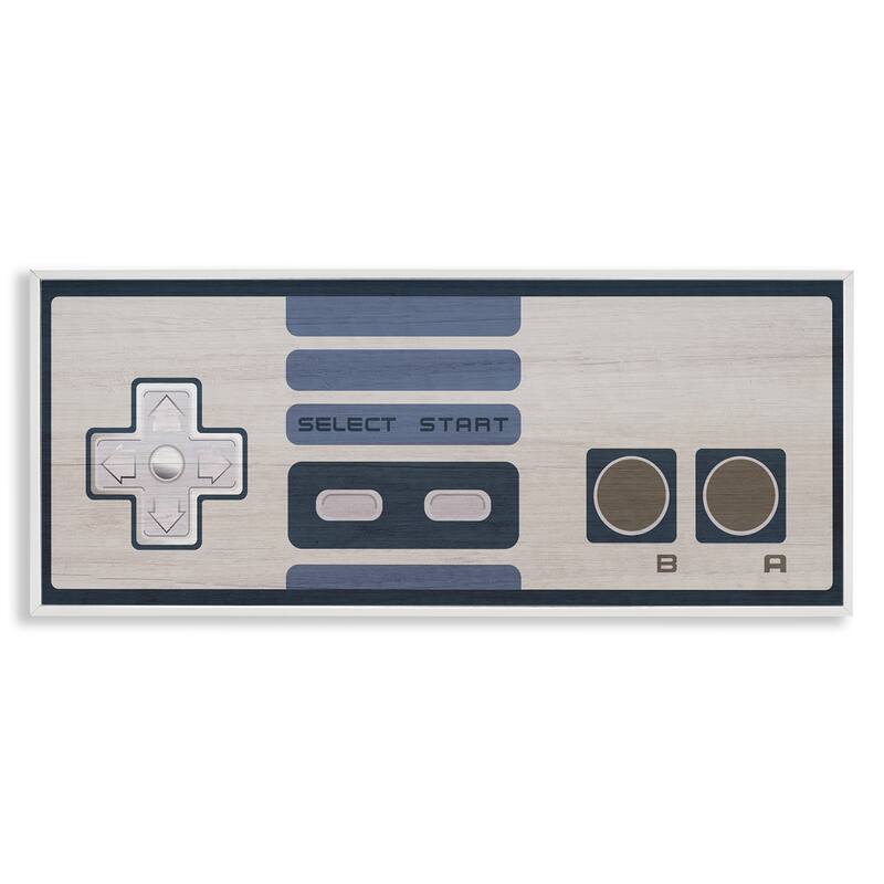 Stupell Vintage Video Game Entertainment System Classic Controller Blue Framed Wall Art