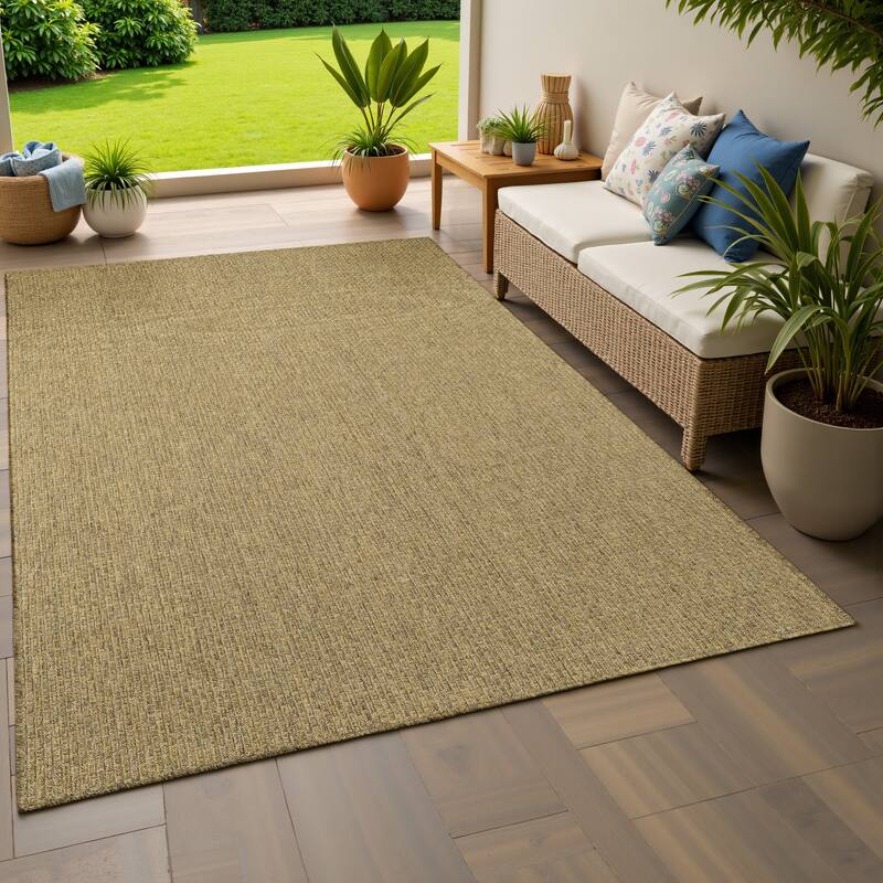 Style Haven Veranda Tonal Woven Basket Weave Indoor-Outdoor Rug - 3' 7" x 5' 6" - Brown - Rectangle