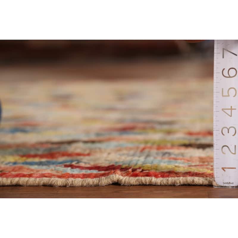 All-Over Trellis Geometric Moroccan Oriental Rug Handmade Wool Carpet - 6'7" x 9'11"