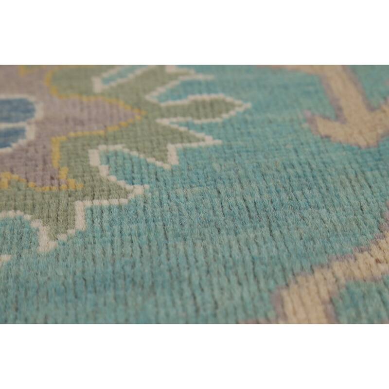 Hand Knotted Oriental 100% Wool Carpet Transitional All-Over Navy Blue & Blues Oushak Area Rug - 10' 0'' X 8' 4''