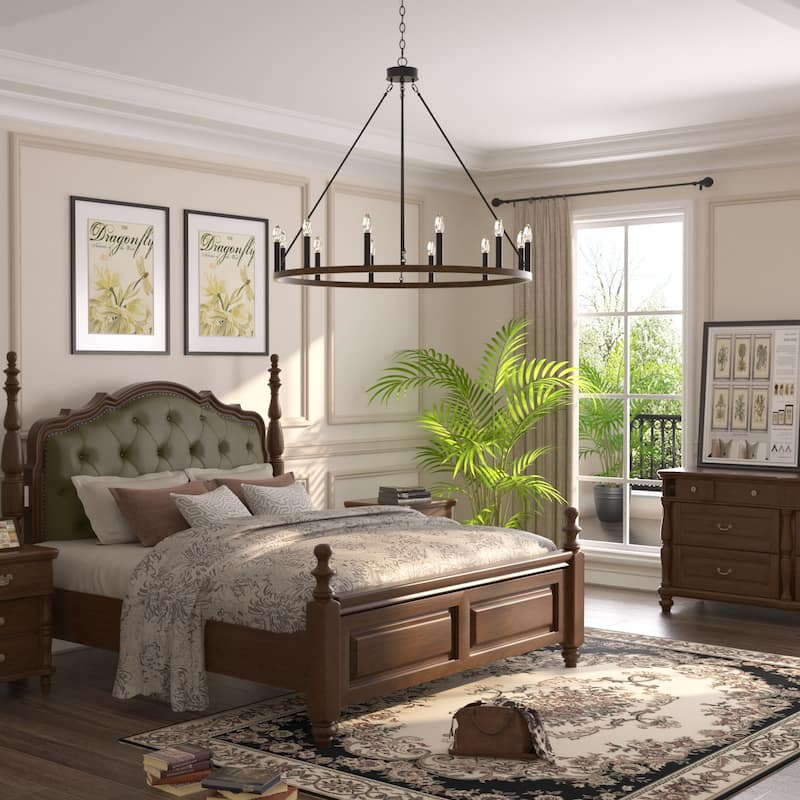 Acroma 12-light Farmhouse 40In Wagon Wheel Chandelier with UL - 40'' D x 138'' H