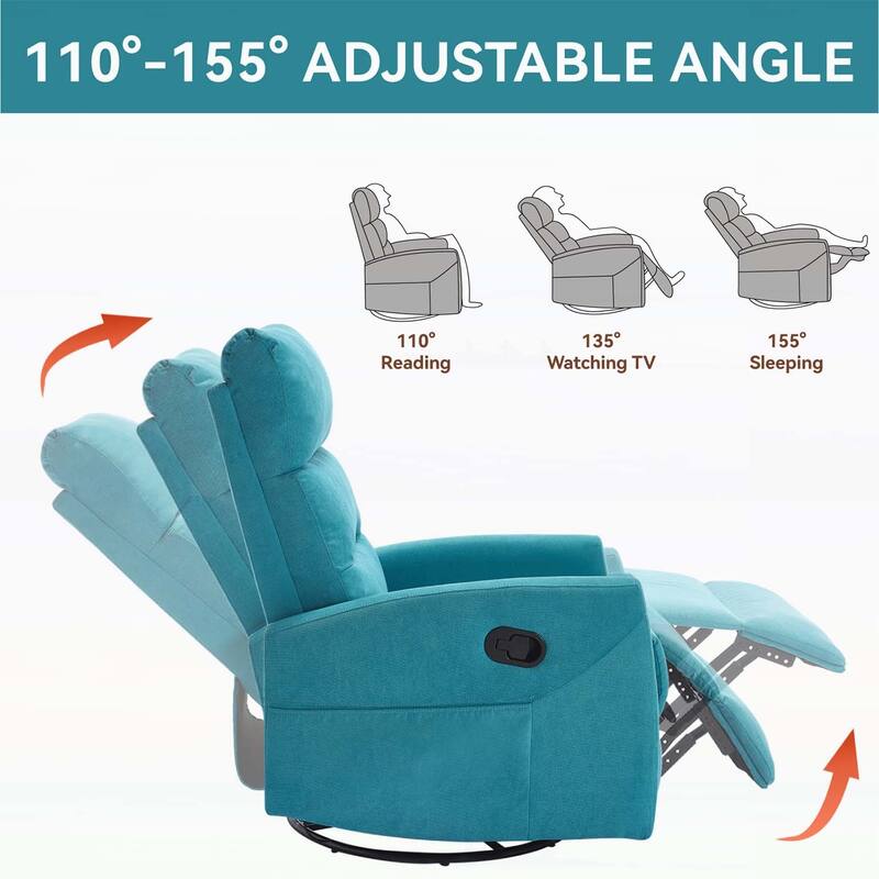Manual Recliner Chair with Rocker and Swivel for Comfortable Living Room Seating