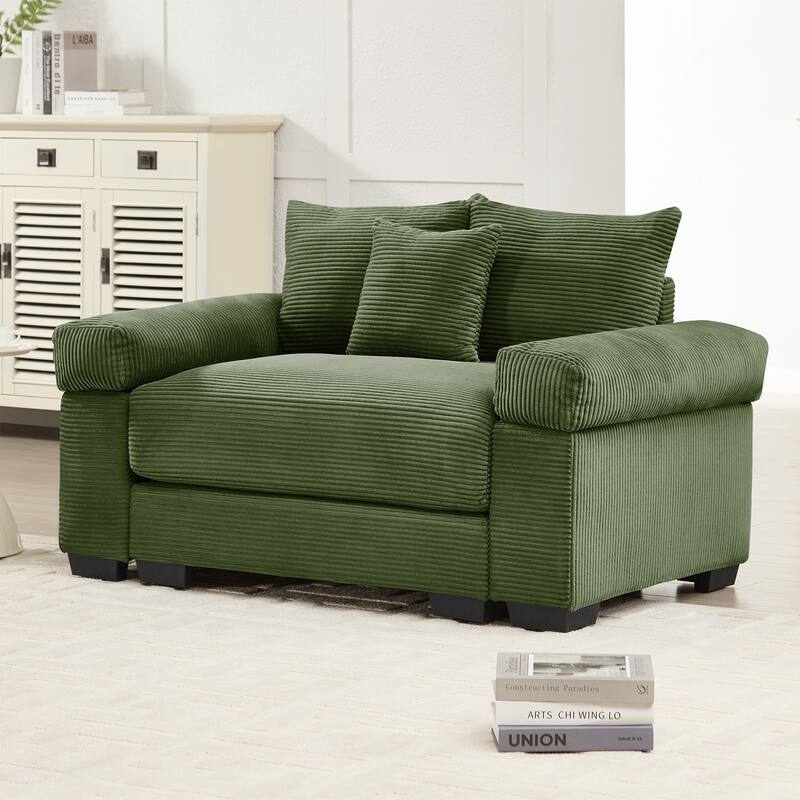 54.3" Ergonomic Design Oversized Cloud Corduroy Accent Sofa Chair with Extra-Thick Armrests