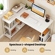 preview thumbnail 15 of 31, Costway L-Shaped Computer Desk with Power Outlets Adjustable shelf