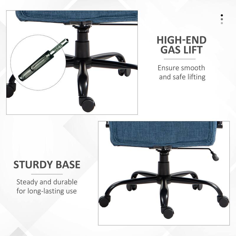 Large High Back Office Chair Computer Chair with Linen Finish Wide Seat Height Adjustable and Swivel Wheels, for Office