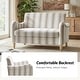 preview thumbnail 42 of 62, HULALA HOME Adika 51"W Farmhouse Striped Linen Upholstered Loveseat with Solid Wood Spindle Legs