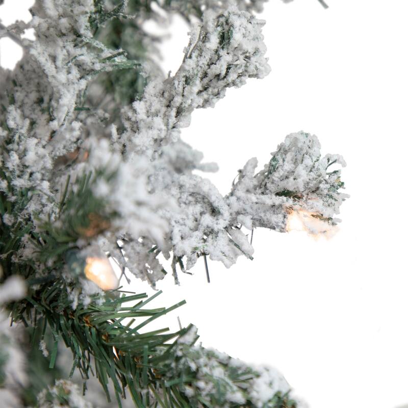 6' Pre-Lit Slim Flocked Pine Artificial Christmas Tree Clear Lights