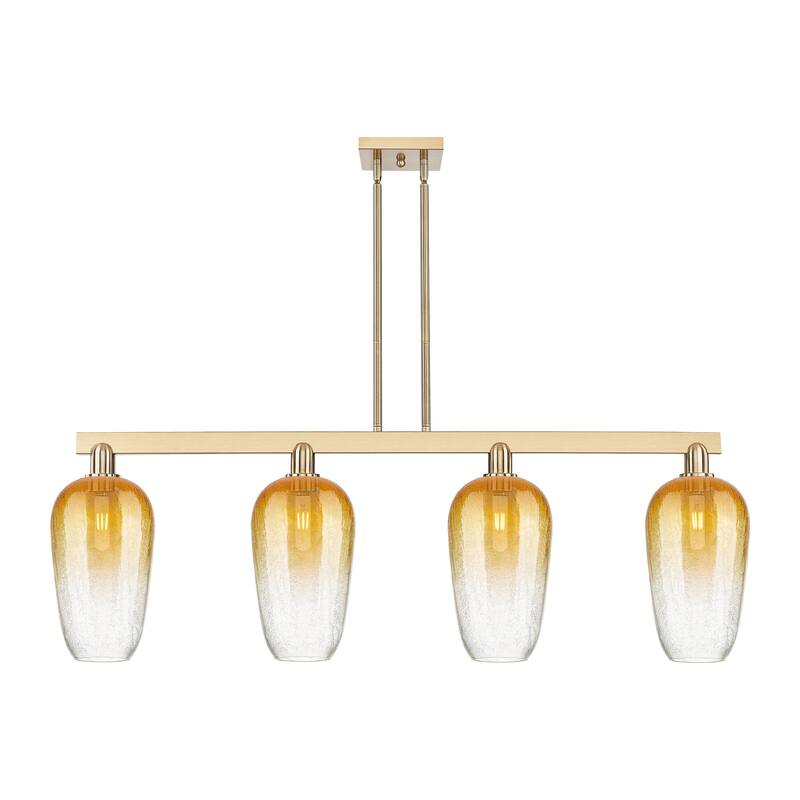 Innovations Lighting Urban Downtown - Brookhaven Flute - 4 Light 48" Stem Hung Island Light - Champagne Bronze/Amber