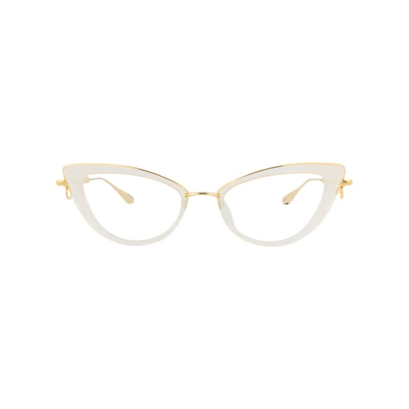 Valentino Cat Eye-Frame Titanium/Acetate Optical Frames - Crystal Gold Transparent - Multi