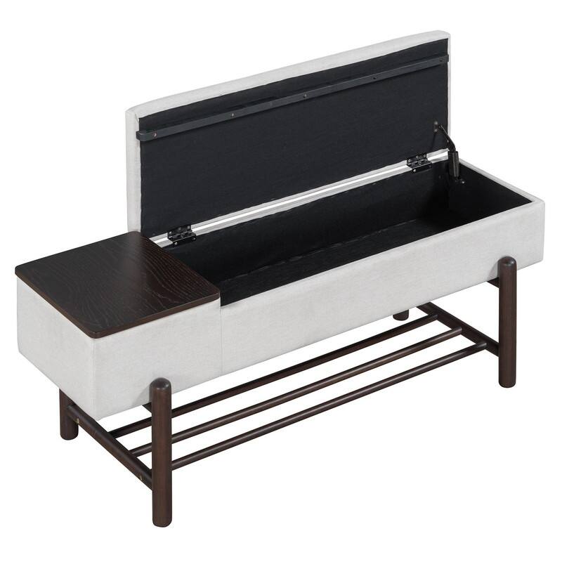 Modern 47.2" Upholstered Storage Bench with Hidden Compartment for Entryway and Living Room