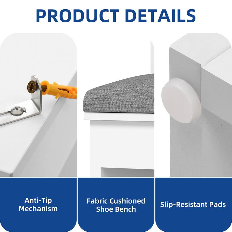 Moasis 8 Tiers Free Standing Shoe Cabinet with Hidden Bench, 70.9'' Tall Shoe Racks with Open Storage & High Boots Cubby