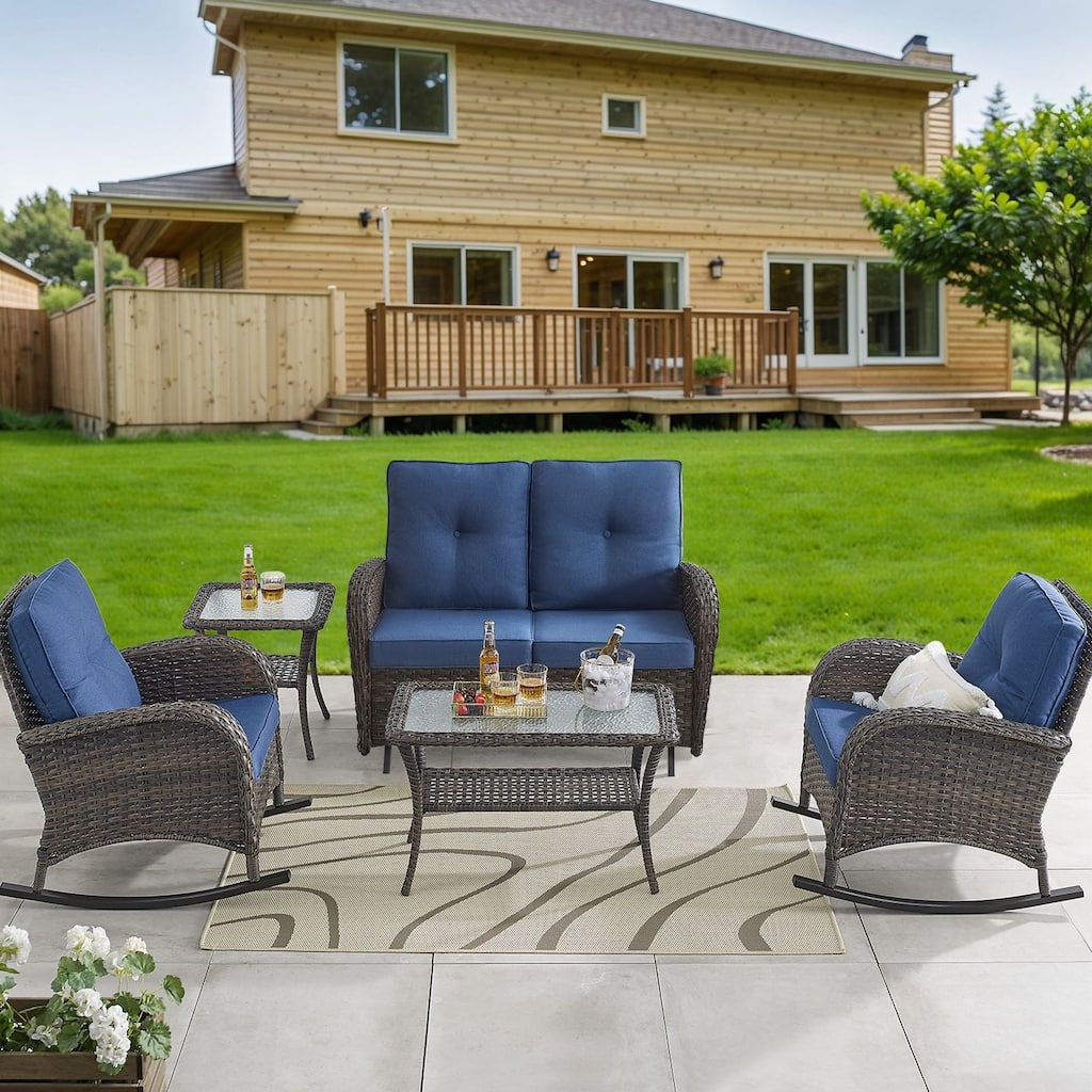 Outdoor Glider Sofa Rocker Chairs Coffee Table