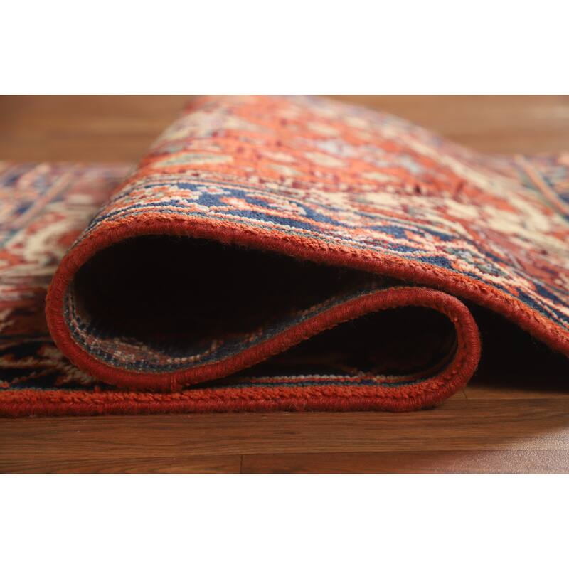 Hand Knotted Oriental 100% Wool Carpet Traditional Medallion Oranges & Rust Heriz (serapi) Area Rug - 5' 1'' X 3' 1''