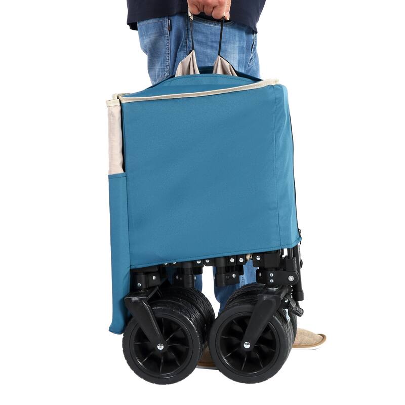 Foldable Wagon with All-Terrain Wheels & Drink Holders, 220lb Capacity