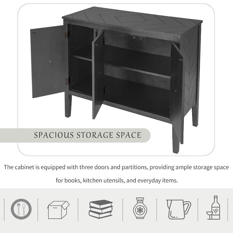 37" Vintage Style Kitchen Accent Buffet Sideboard Cabinet