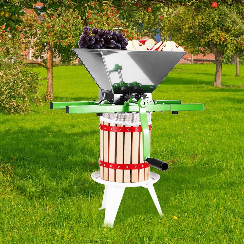 7L Stainless Steel Fruit Crusher for Crushing Apples Pears and Rust-Resistant Design - 22.44 x 20.08 x 10.24 in