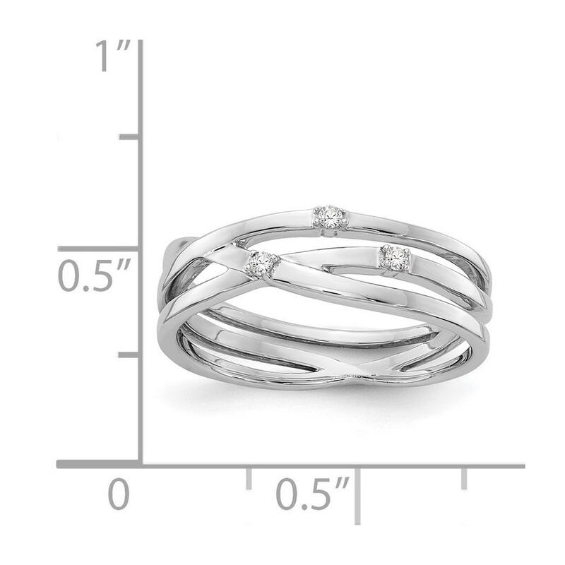 Curata Polished SS White Ice .03ct. Diamond Ring
