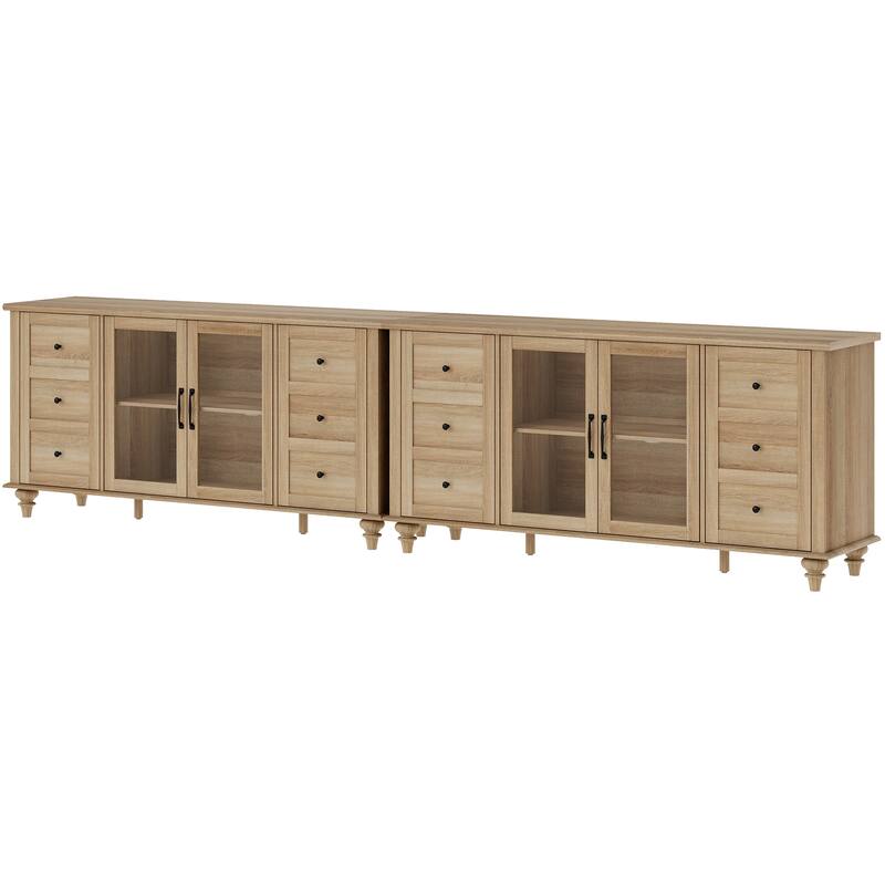 WAMPAT Farmhouse 2 in 1 TV Stand with Storage Cabinet for up to 110" TVs, Modern Entertainment Center Console Table - 115.8''