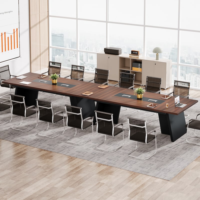 8FT Large Farmhouse Conference Table with Cable Management